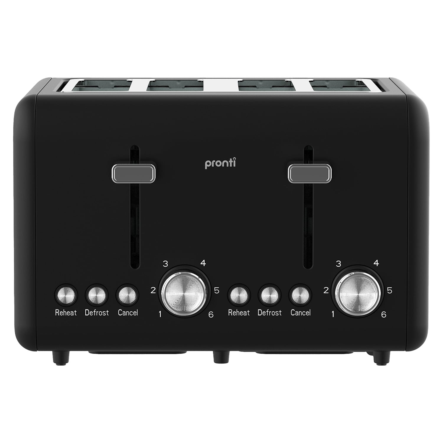 Pronti Silver Noir Collection 4 Slice Toaster with Dual Controls V240-TSR-T02-GST-BK