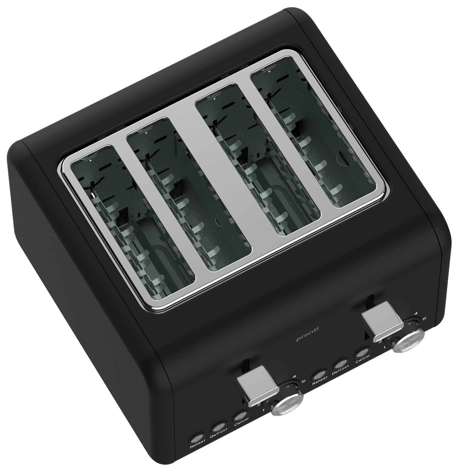 Pronti Silver Noir Collection 4 Slice Toaster with Dual Controls V240-TSR-T02-GST-BK