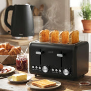Pronti Silver Noir Collection 4 Slice Toaster with Dual Controls V240-TSR-T02-GST-BK