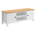 Sarantino Gio TV Entertainment Stand Cabinet Cupboard in White and Natural Wood Finish V240-TVS-064-02-WHN