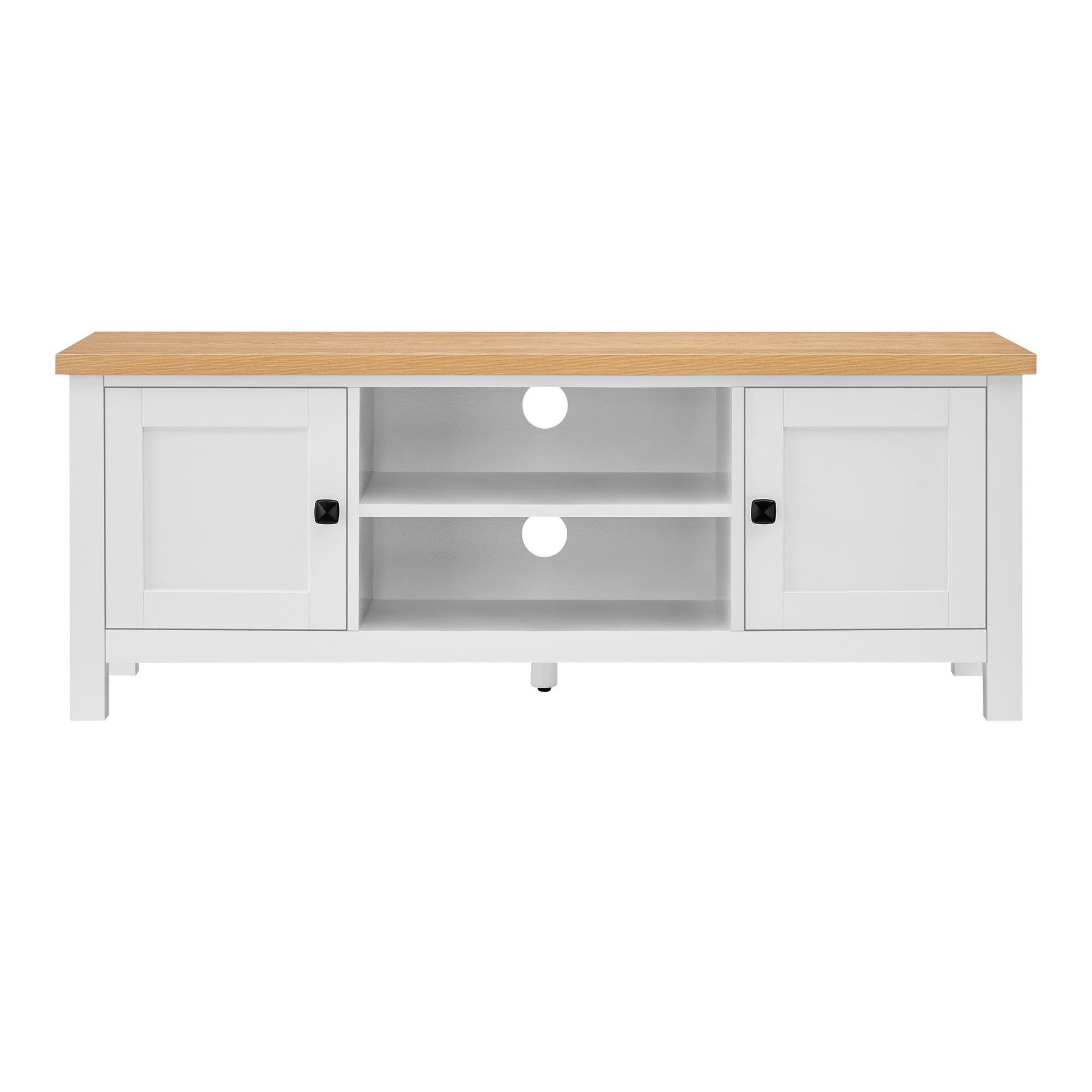 Sarantino Gio TV Entertainment Stand Cabinet Cupboard in White and Natural Wood Finish V240-TVS-064-02-WHN