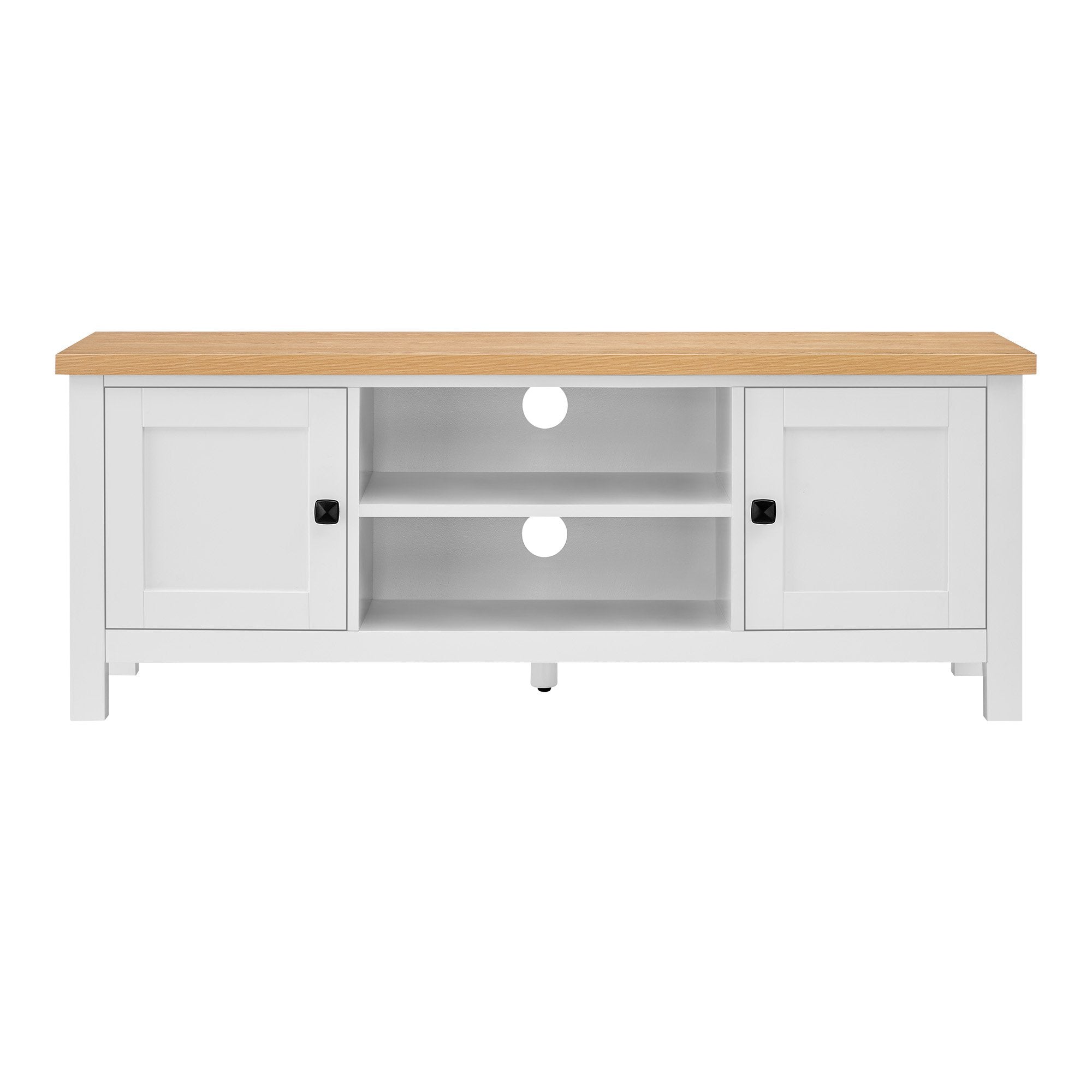 Sarantino Gio TV Entertainment Stand Cabinet Cupboard in White and Natural Wood Finish V240-TVS-064-02-WHN