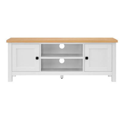 Sarantino Gio TV Entertainment Stand Cabinet Cupboard in White and Natural Wood Finish V240-TVS-064-02-WHN