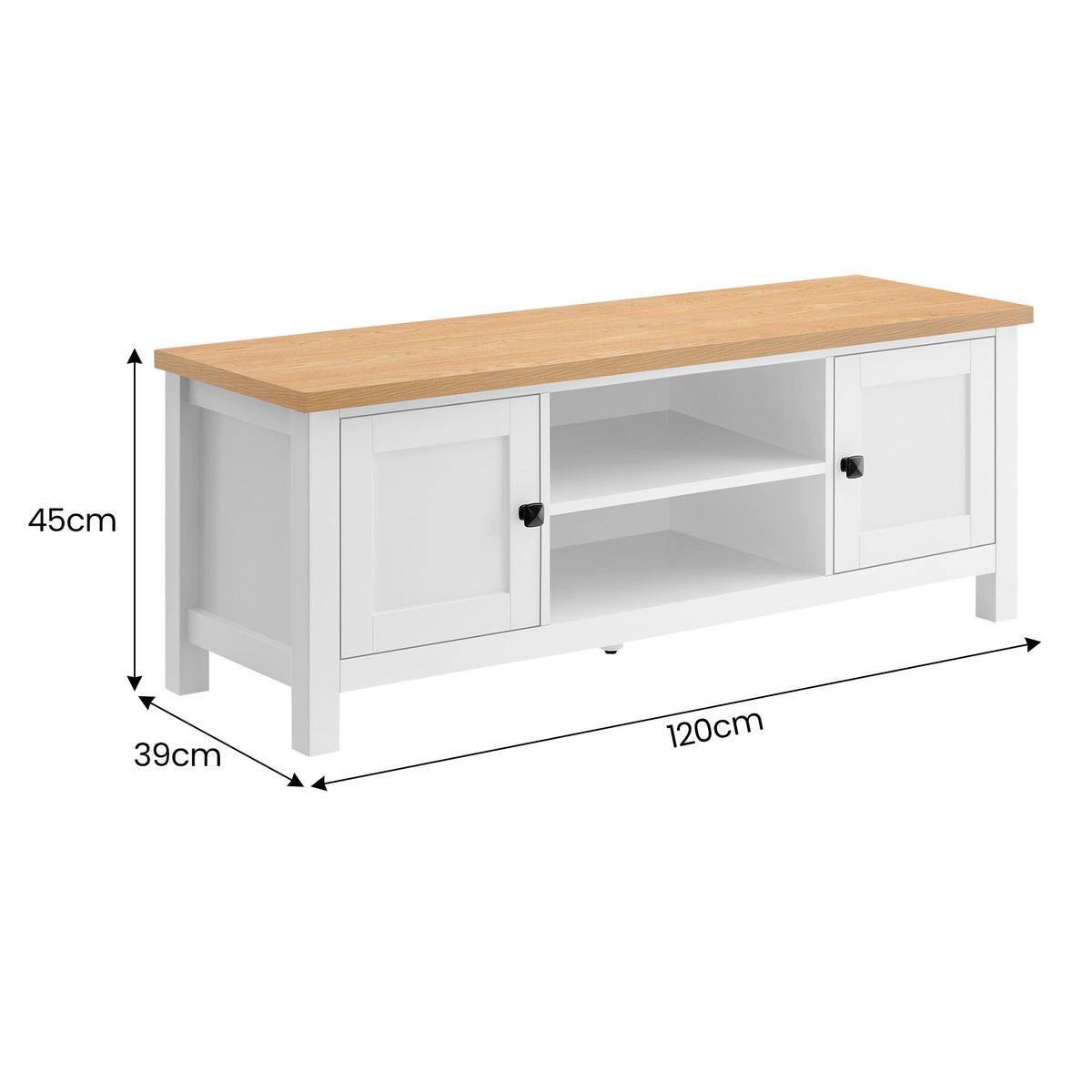 Sarantino Gio TV Entertainment Stand Cabinet Cupboard in White and Natural Wood Finish V240-TVS-064-02-WHN