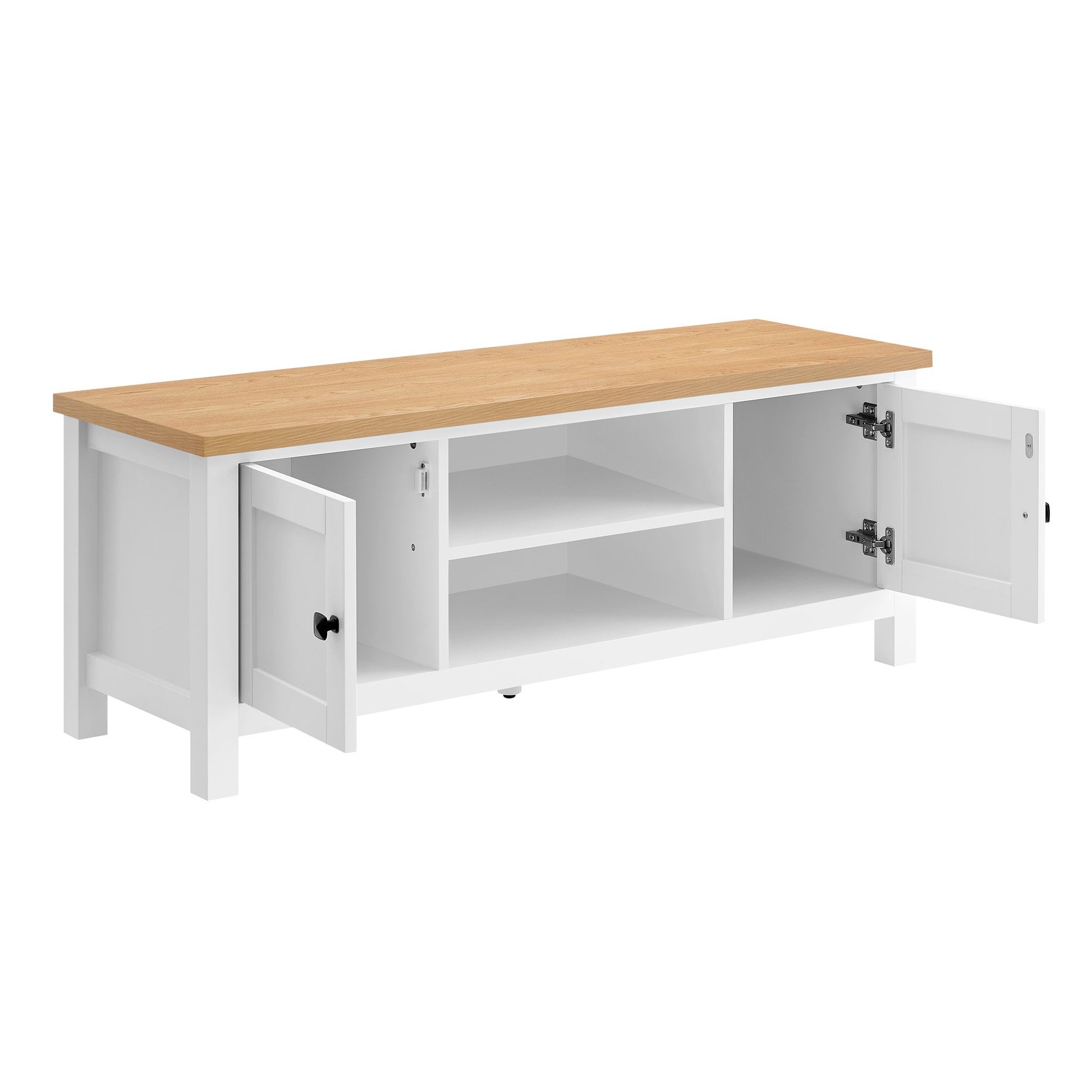 Sarantino Gio TV Entertainment Stand Cabinet Cupboard in White and Natural Wood Finish V240-TVS-064-02-WHN