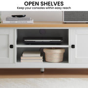 Sarantino Gio TV Entertainment Stand Cabinet Cupboard in White and Natural Wood Finish V240-TVS-064-02-WHN