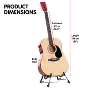 Karrera 41in Acoustic Wooden Guitar String Music Instrument V240-WAC41-NC-NAT