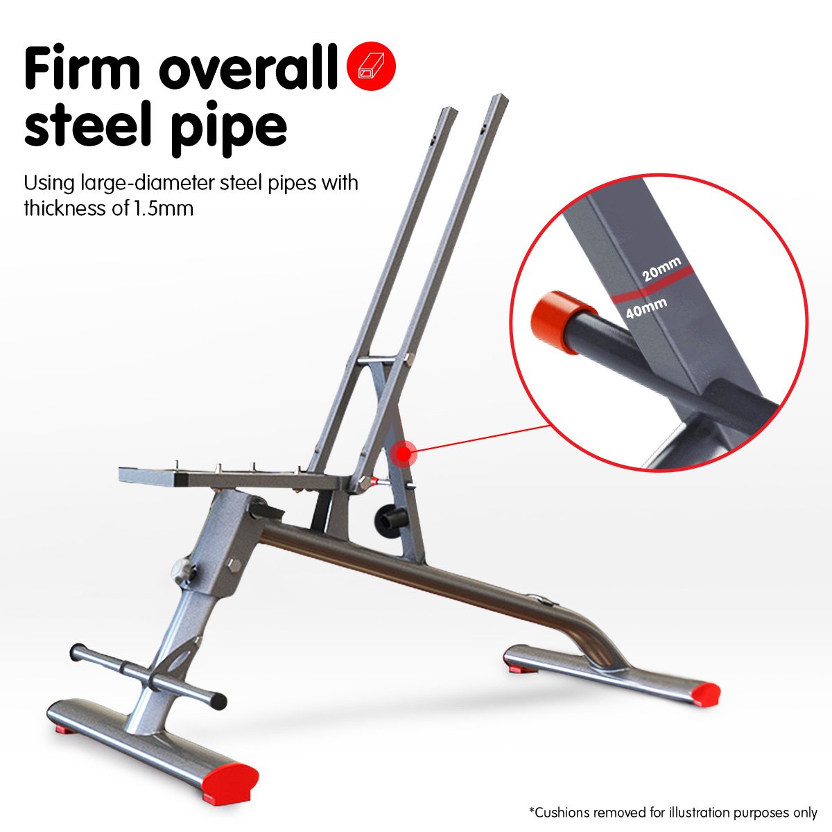 Powertrain Home Gym Bench Adjustable Flat Incline Decline FID 250KG Load V240-WBD-01B