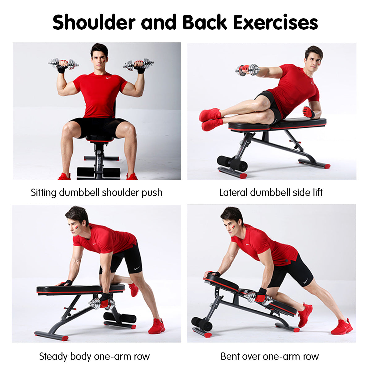 Powertrain Home Gym Bench Adjustable Flat Incline Decline FID 250KG Load V240-WBD-01B