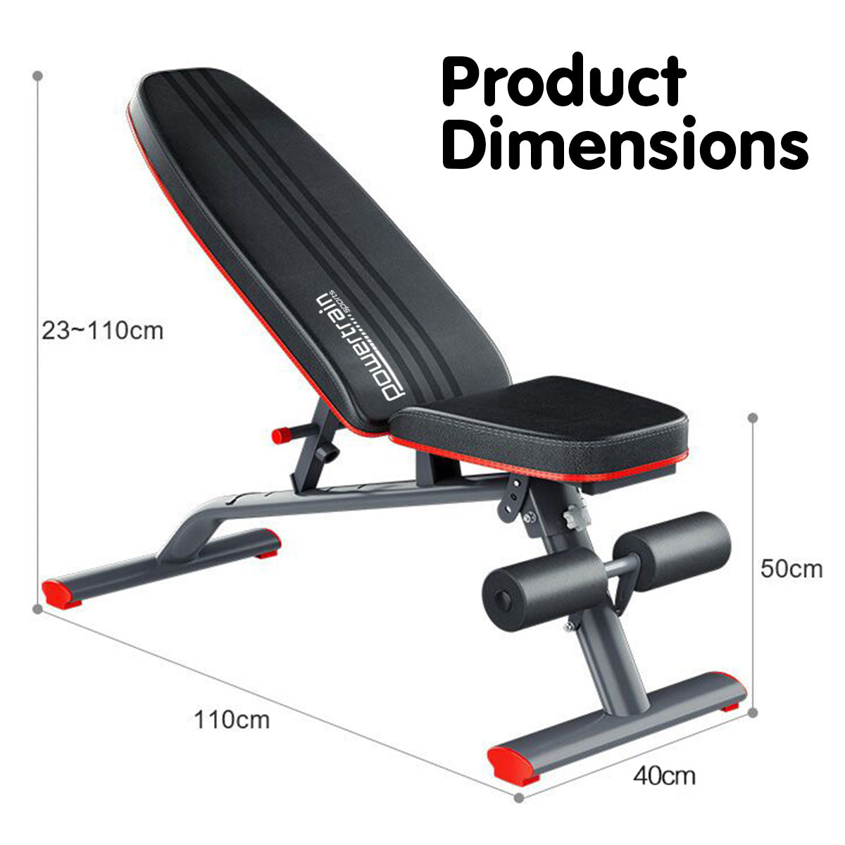Powertrain Home Gym Bench Adjustable Flat Incline Decline FID 250KG Load V240-WBD-01B