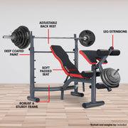 Powertrain Adjustable Weight Bench Home Gym Bench Press - 302 V240-WBD-302