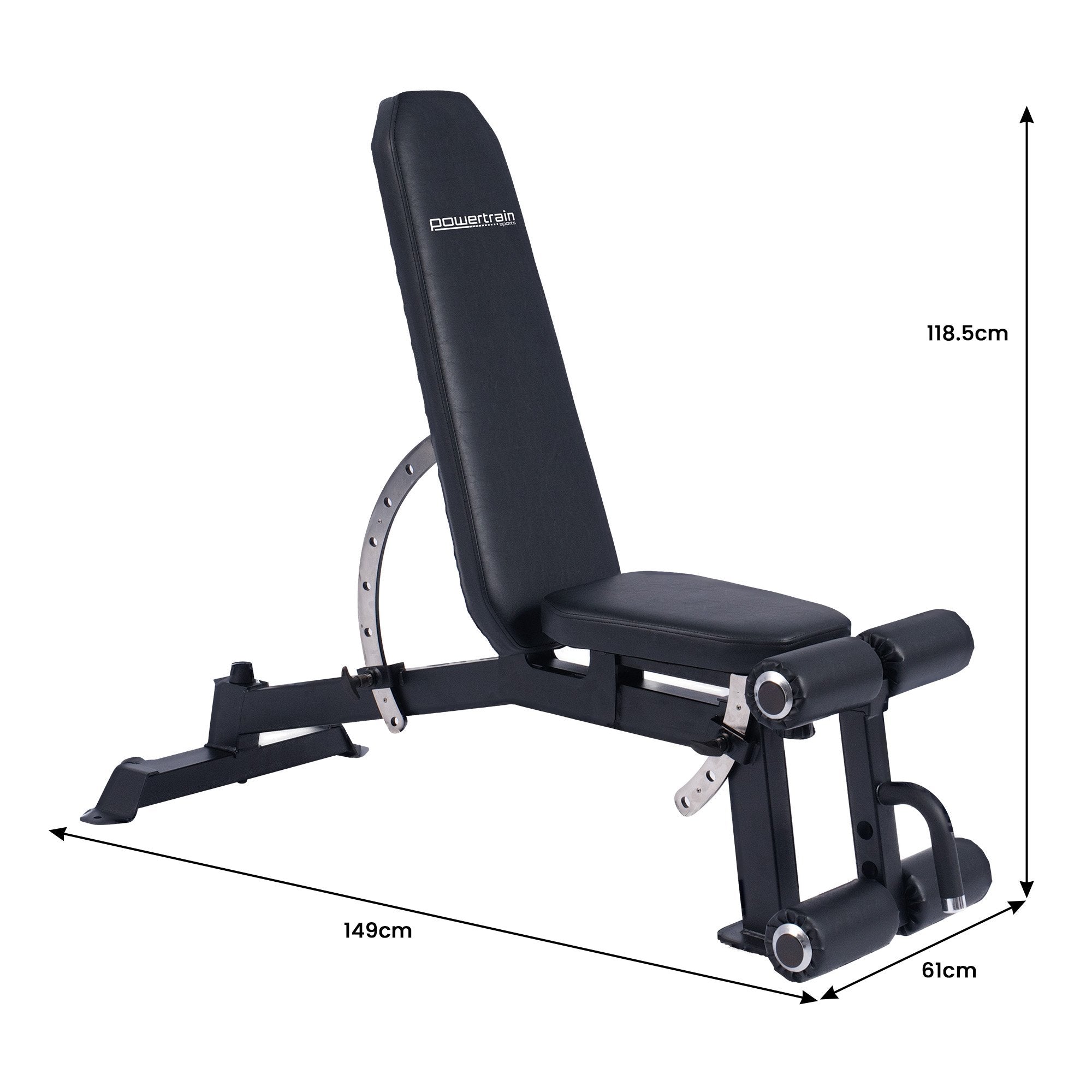 Powertrain Multi Workout Bench with Transport Wheels and Adjustable Backrest V240-WBD-JX-190