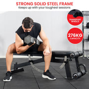 Powertrain Multi Workout Bench with Transport Wheels and Adjustable Backrest V240-WBD-JX-190