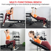 Powertrain Multi Workout Bench with Transport Wheels and Adjustable Backrest V240-WBD-JX-190