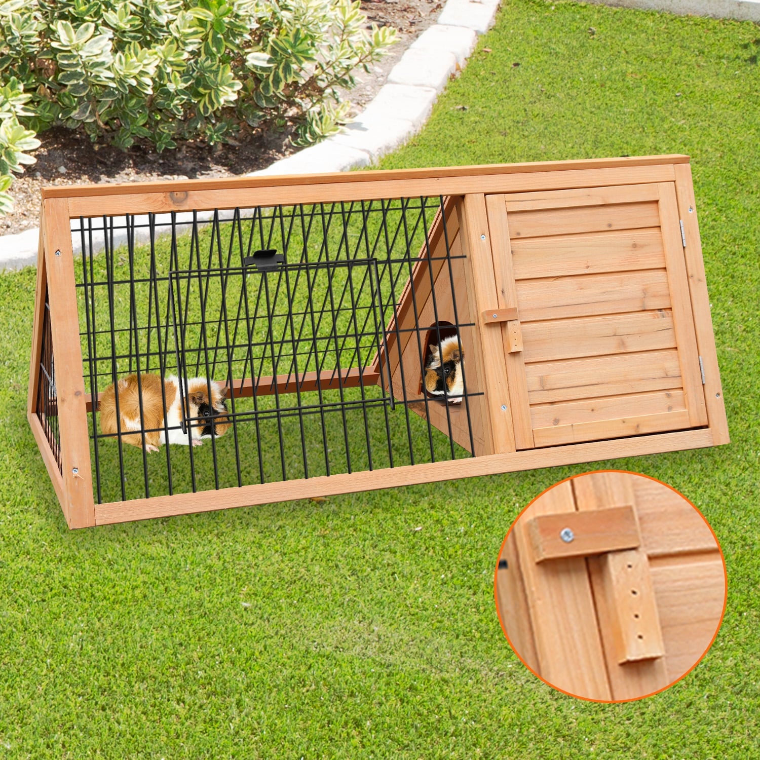 Furtastic Triangle Wooden Rabbit Hutch V240-WCC-JOY-002-TRI