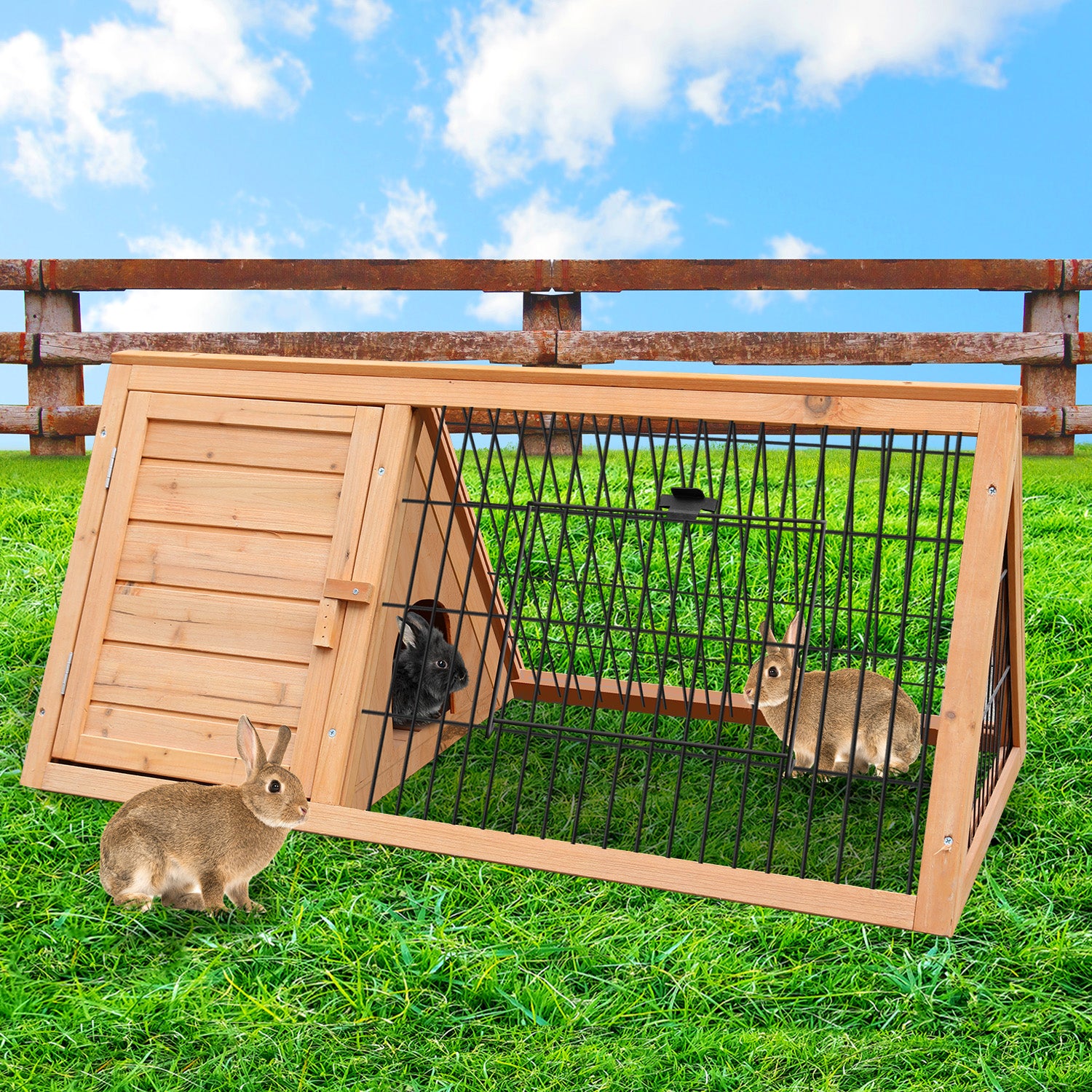 Furtastic Triangle Wooden Rabbit Hutch V240-WCC-JOY-002-TRI