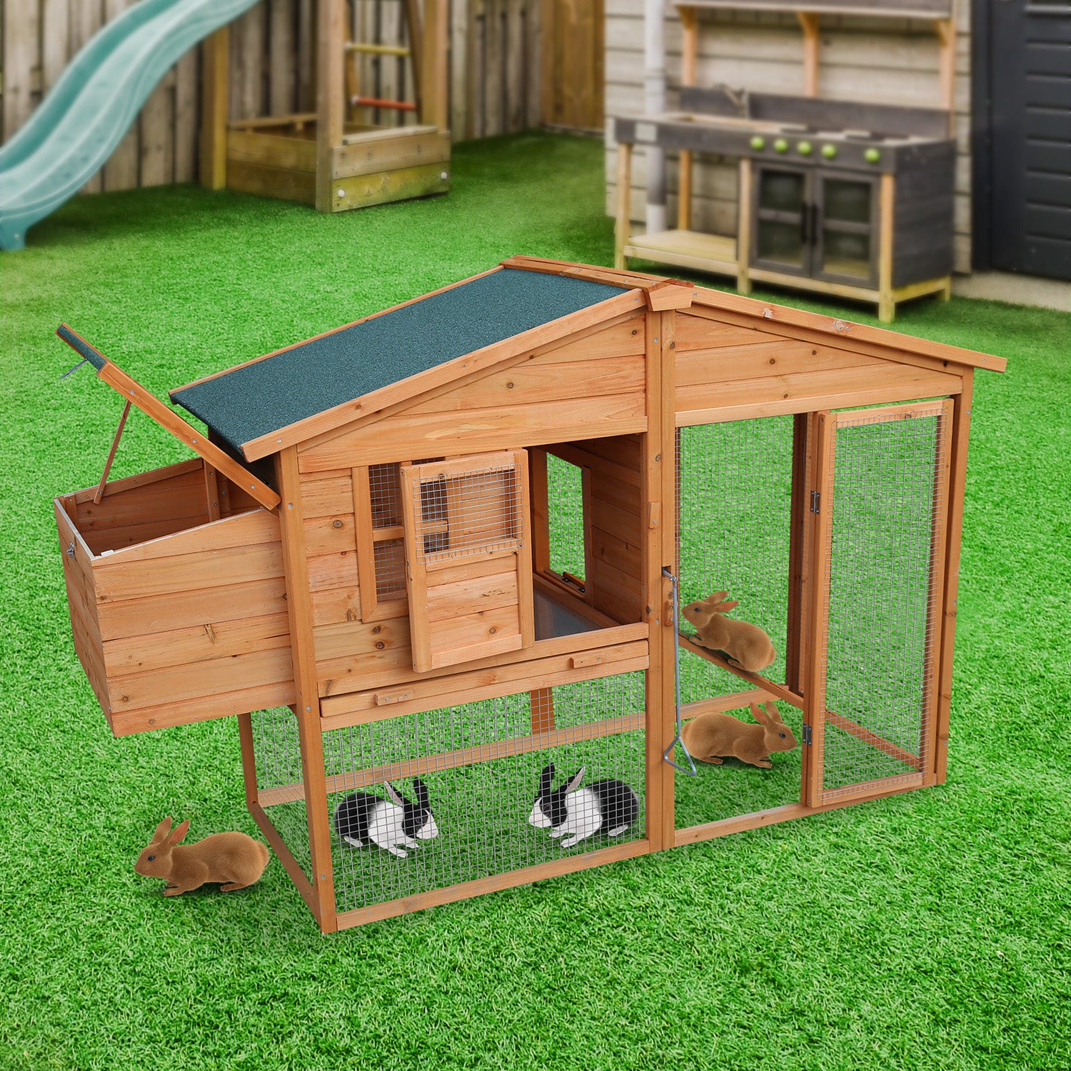 Furtastic Large Chicken Coop & Rabbit Hutch With Ramp V240-WCC-JOY-003-LHR