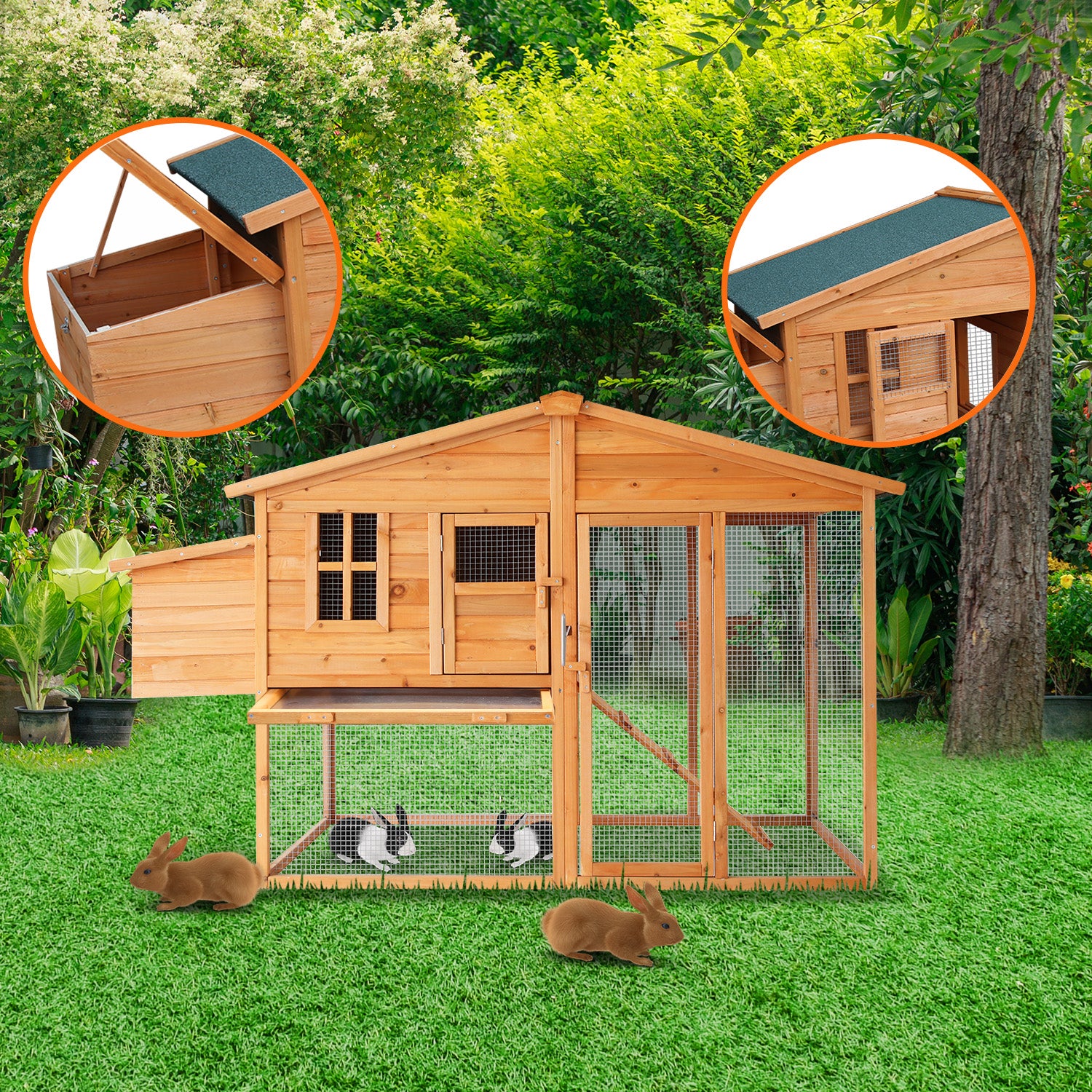 Furtastic Large Chicken Coop & Rabbit Hutch With Ramp V240-WCC-JOY-003-LHR