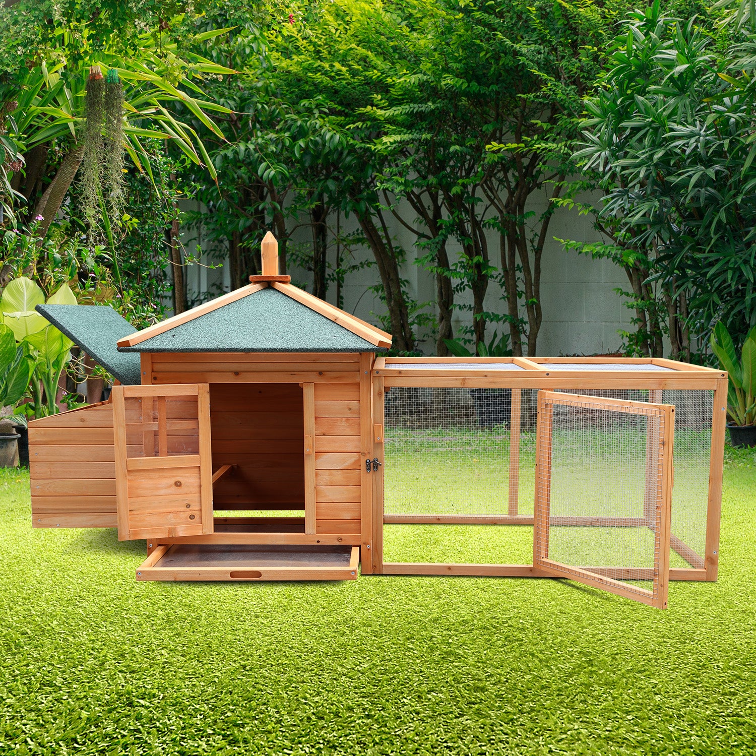 Furtastic Large Wooden Chicken Coop Rabbit Hutch Nesting Box Fir Wood V240-WCC-JOY-004-LHN