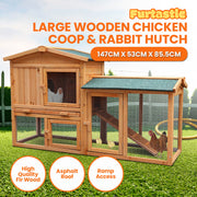 Furtastic Large Wooden Chicken Coop & Rabbit Hutch With Ramp V240-WCC-JOY-005-LHR