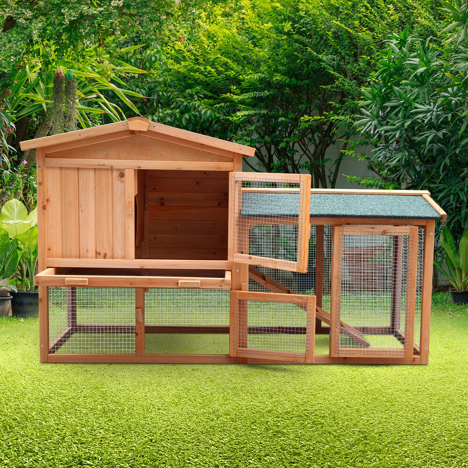 Furtastic Large Wooden Chicken Coop & Rabbit Hutch With Ramp V240-WCC-JOY-005-LHR
