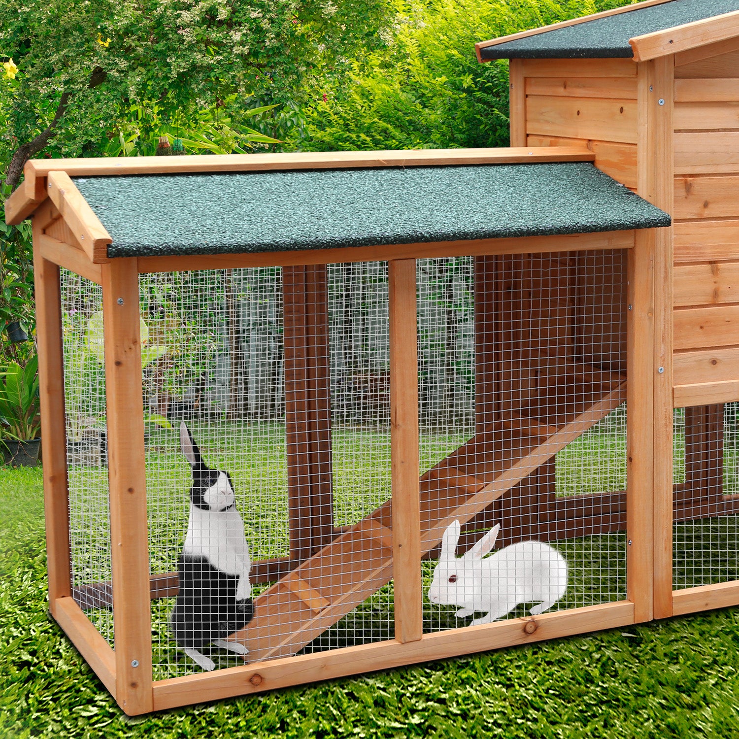 Furtastic Large Wooden Chicken Coop & Rabbit Hutch With Ramp V240-WCC-JOY-005-LHR