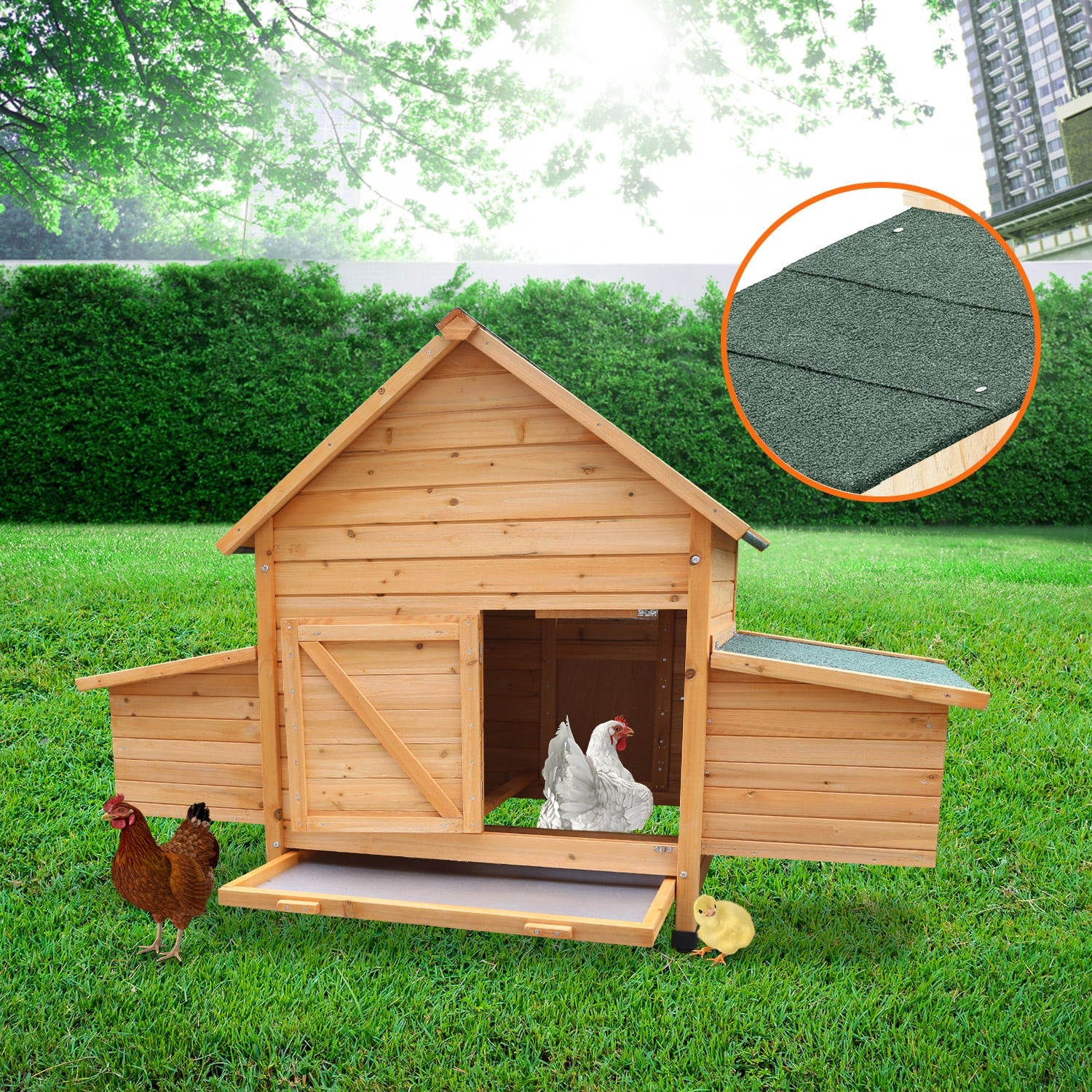 Furtastic Wooden Chicken Coop & Rabbit Hutch With Ramp Nesting Boxes V240-WCC-JOY-008-HBR