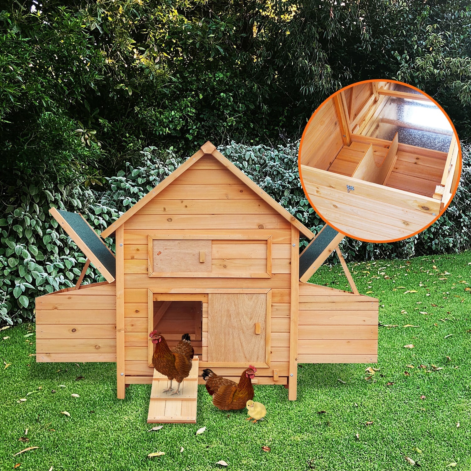 Furtastic Wooden Chicken Coop & Rabbit Hutch With Ramp Nesting Boxes V240-WCC-JOY-008-HBR