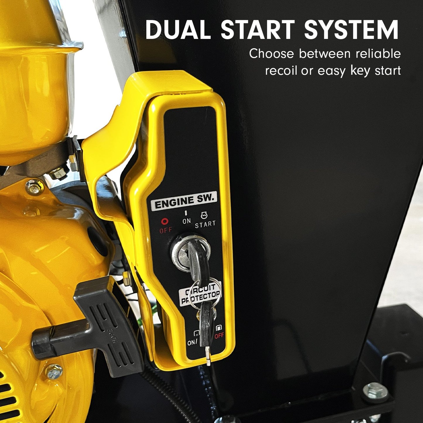 Ducar 89mm Key Electric Start Wood Chipper 420cc 15hp 4-stroke Engine Unleaded Petrol Garden Shredder Mulcher V240-WCP-601C-YLBK