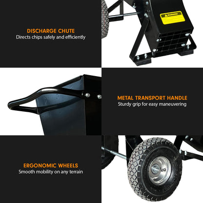Ducar 89mm Key Electric Start Wood Chipper 420cc 15hp 4-stroke Engine Unleaded Petrol Garden Shredder Mulcher V240-WCP-601C-YLBK