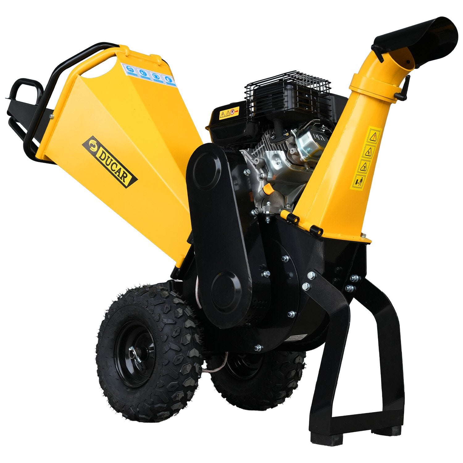 Ducar 70p 3600 Rpm Yellow Black Wood Chipper Shredder Mulcher Grinder Recoil & Electrical Starting System V240-WCP-70P-YLBK
