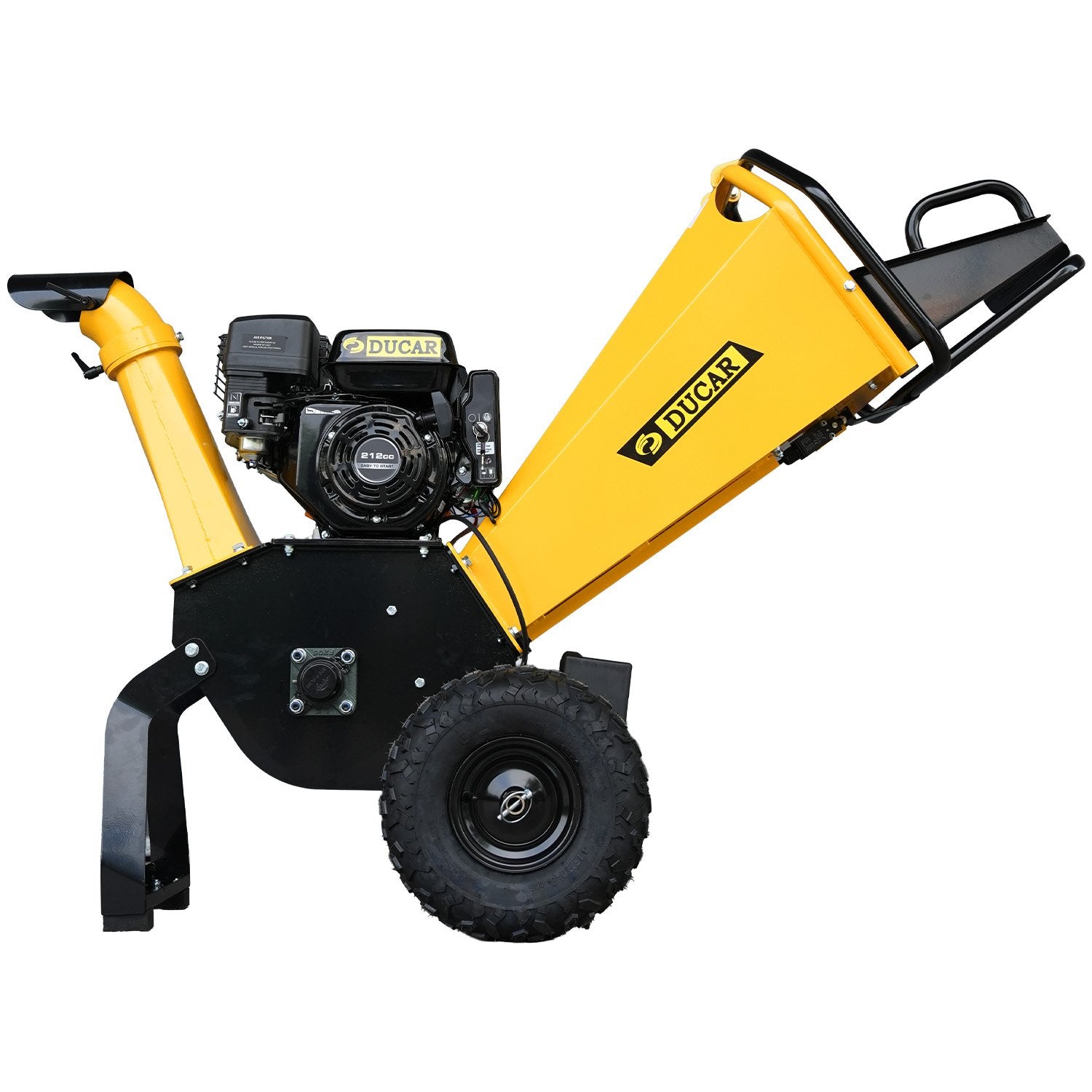 Ducar 70p 3600 Rpm Yellow Black Wood Chipper Shredder Mulcher Grinder Recoil & Electrical Starting System V240-WCP-70P-YLBK