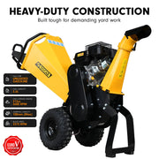 Ducar 70p 3600 Rpm Yellow Black Wood Chipper Shredder Mulcher Grinder Recoil & Electrical Starting System V240-WCP-70P-YLBK