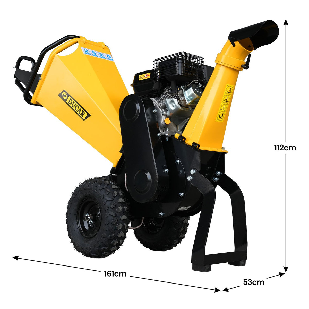 Ducar 70p 3600 Rpm Yellow Black Wood Chipper Shredder Mulcher Grinder Recoil & Electrical Starting System V240-WCP-70P-YLBK