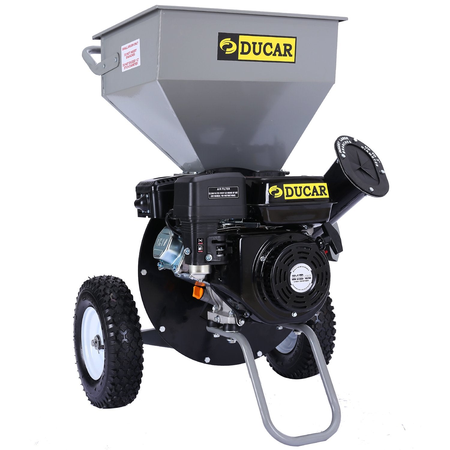 Ducar Wood Chipper Shredder Mulcher Garden 8hp Petrol Motor Upright Grinder - Silver V240-WCP-Z05-SLBK