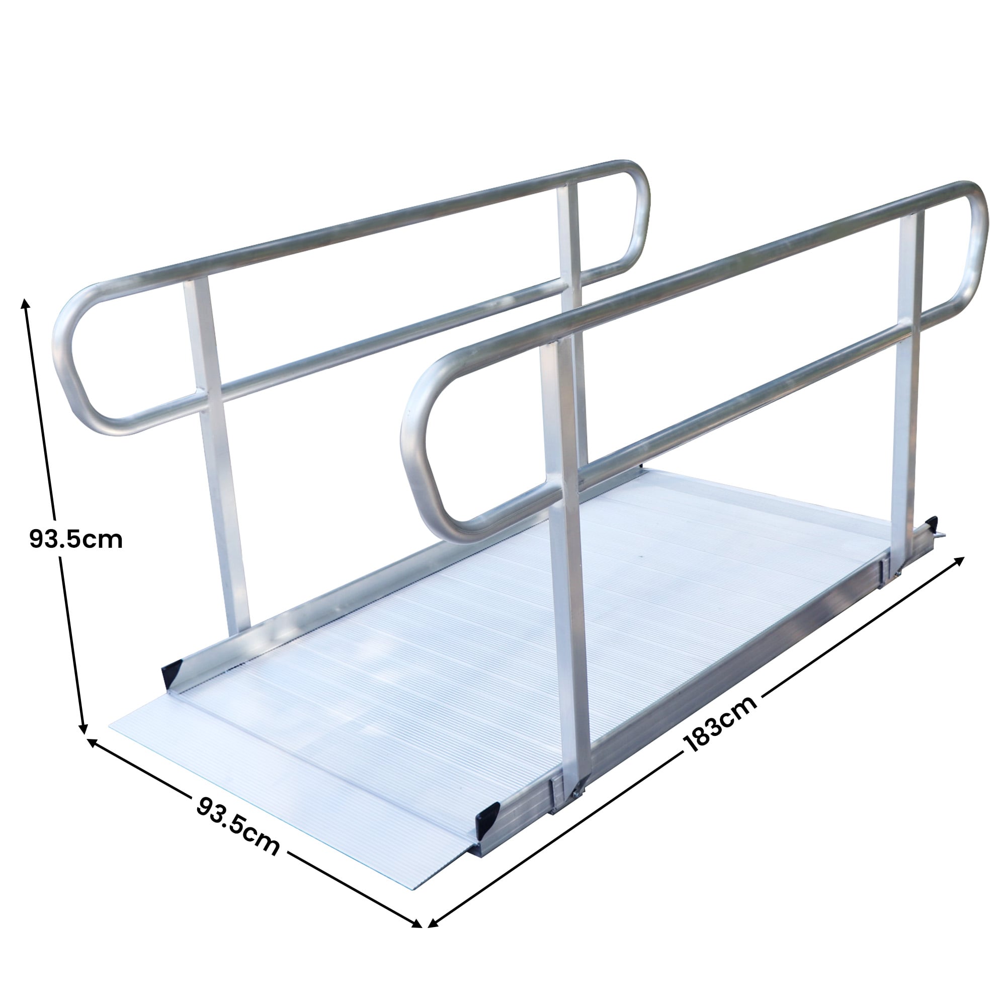 Kartrite 6ft Portable Aluminium Mobility Threshold Access Wheelchair Ramp w/ Handrails V240-WCR-01H-6FT-HND
