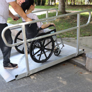 Kartrite 6ft Portable Aluminium Mobility Threshold Access Wheelchair Ramp w/ Handrails V240-WCR-01H-6FT-HND
