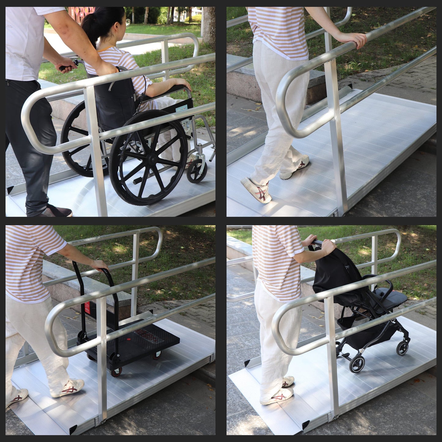 Kartrite 6ft Portable Aluminium Mobility Threshold Access Wheelchair Ramp w/ Handrails V240-WCR-01H-6FT-HND