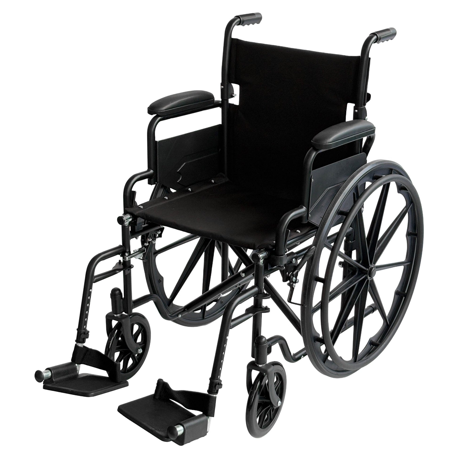 Orthonica New Steel Wheelchair In Black Foldable Lightweight Disability Aid Portable Heavy-duty 24-inch V240-WCR-MAS-025-BK
