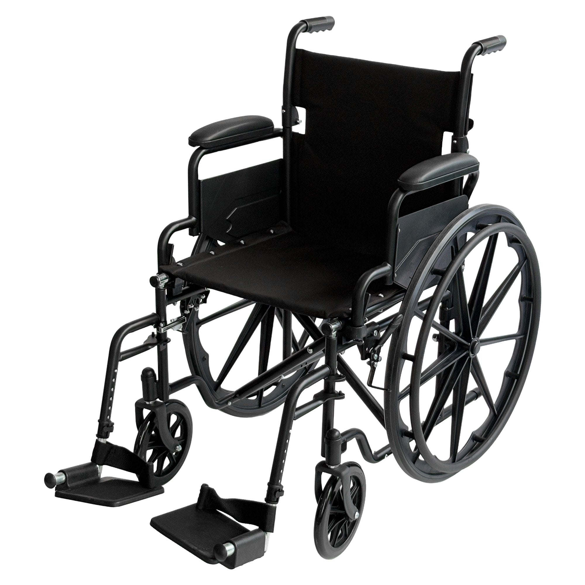 Orthonica New Steel Wheelchair In Black Foldable Lightweight Disability Aid Portable Heavy-duty 24-inch V240-WCR-MAS-025-BK