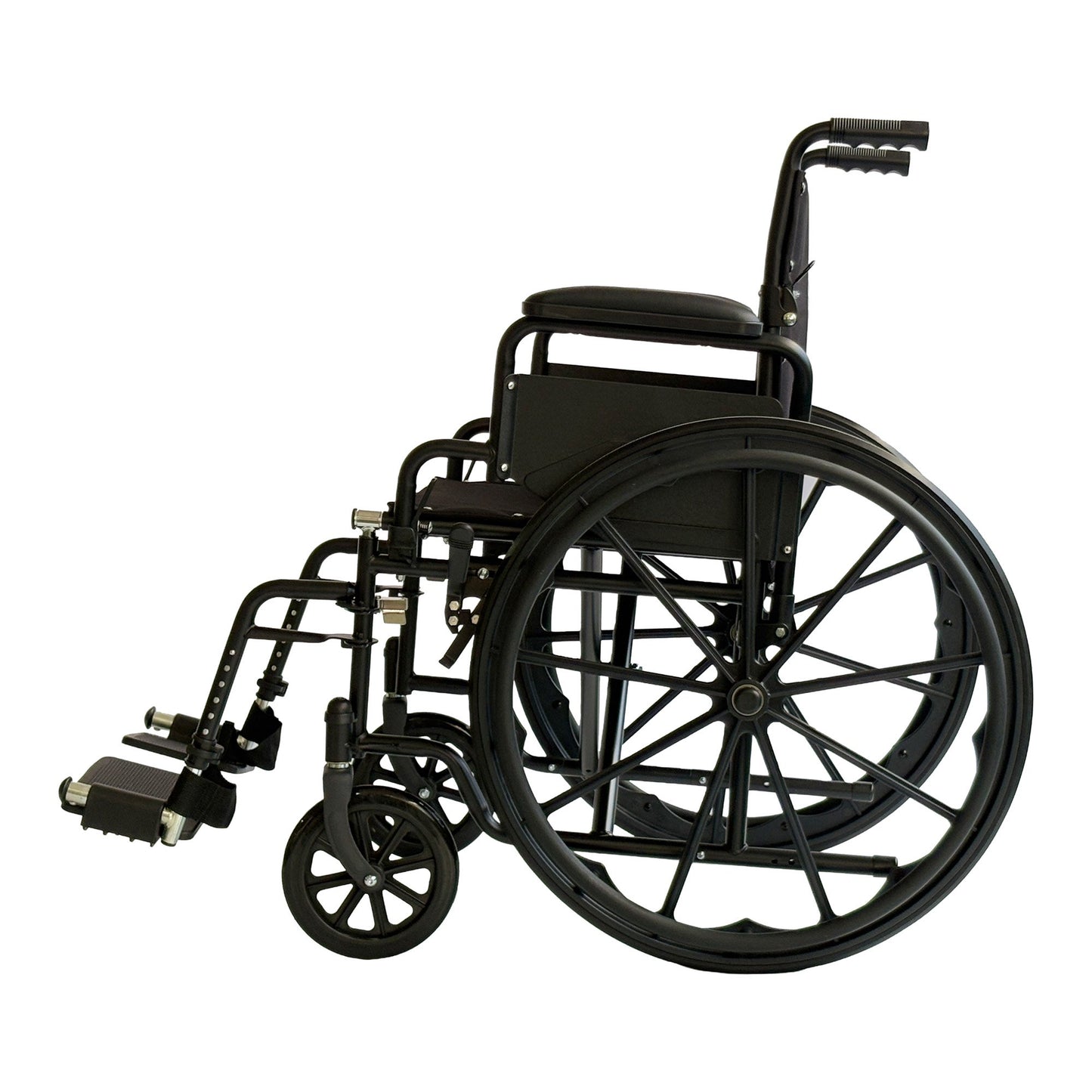 Orthonica New Steel Wheelchair In Black Foldable Lightweight Disability Aid Portable Heavy-duty 24-inch V240-WCR-MAS-025-BK