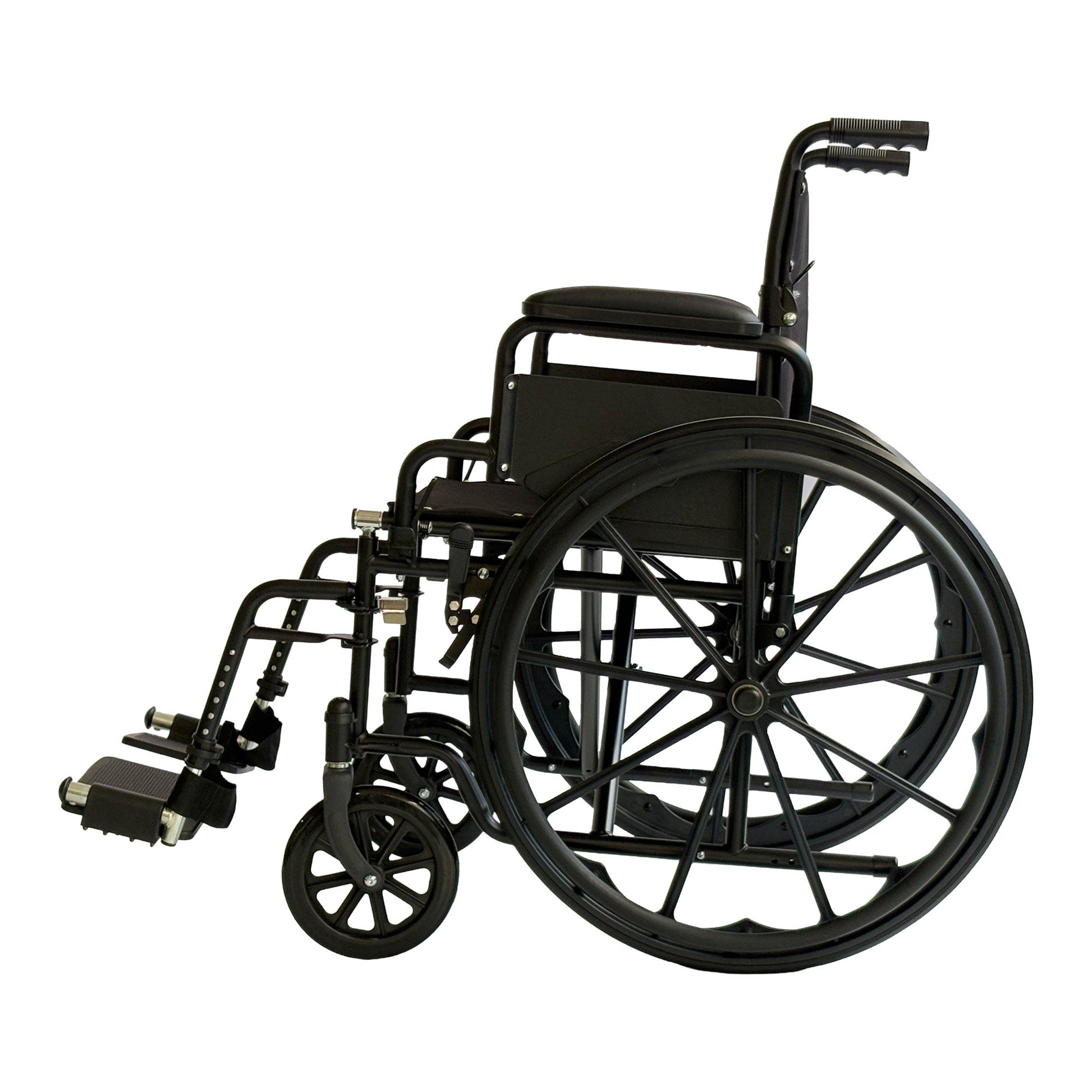 Orthonica New Steel Wheelchair In Black Foldable Lightweight Disability Aid Portable Heavy-duty 24-inch V240-WCR-MAS-025-BK