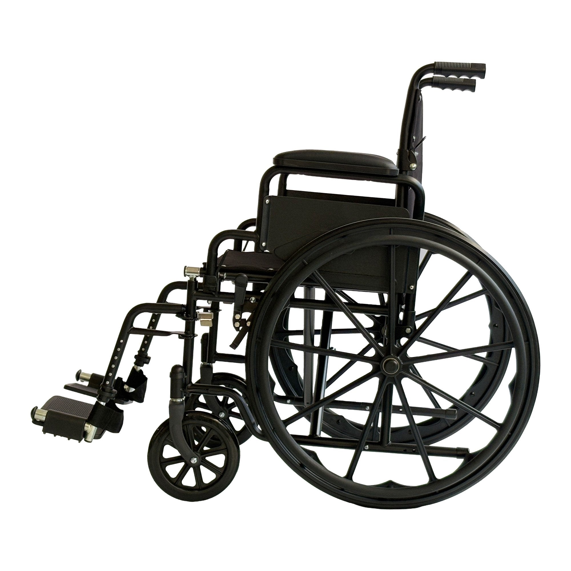 Orthonica New Steel Wheelchair In Black Foldable Lightweight Disability Aid Portable Heavy-duty 24-inch V240-WCR-MAS-025-BK