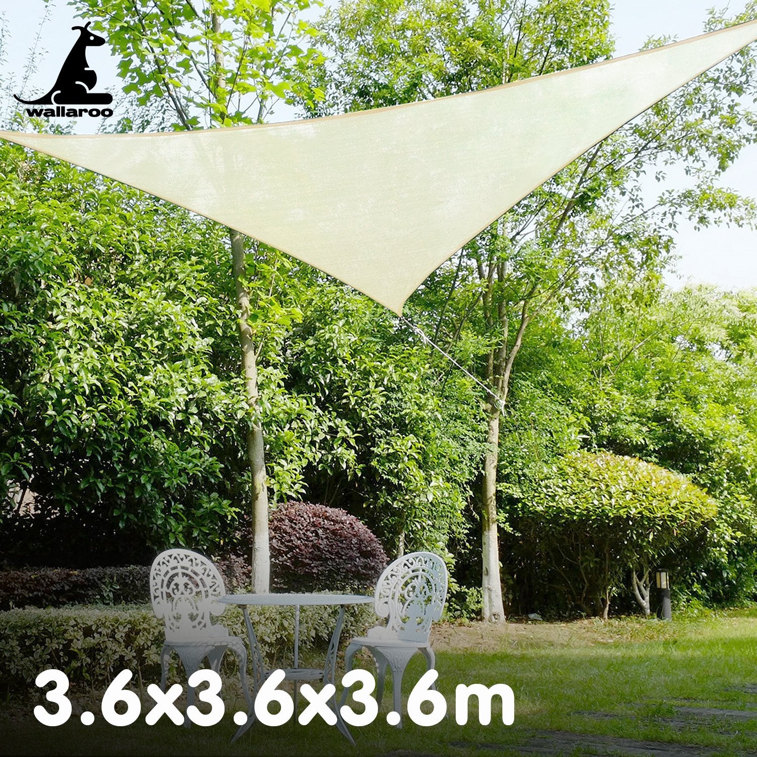 Wallaroo Waterproof 160GSM Outdoor Sun Shade Sail Canopy 3.6m Triangle V240-WPSS-36-TRI