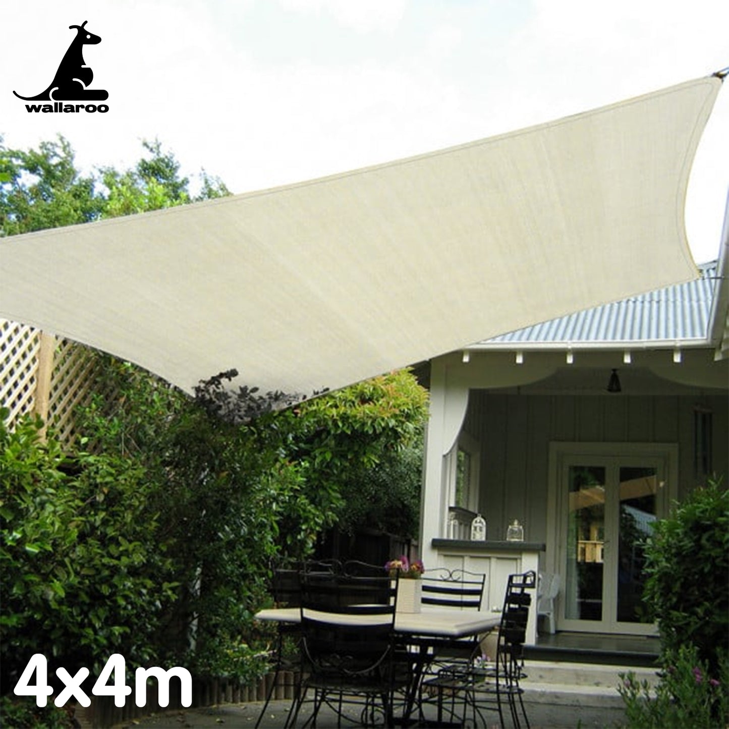 Wallaroo Waterproof Outdoor Shade Sail Canopy Sun Cloth Square 4x4M V240-WPSS-4X4-160
