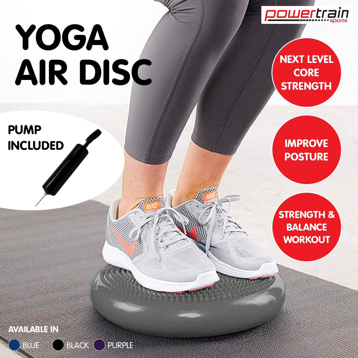 Powertrain Yoga Stability Disc Home Gym Pilates Balance Trainer - Grey V240-YGA-DSC-GY
