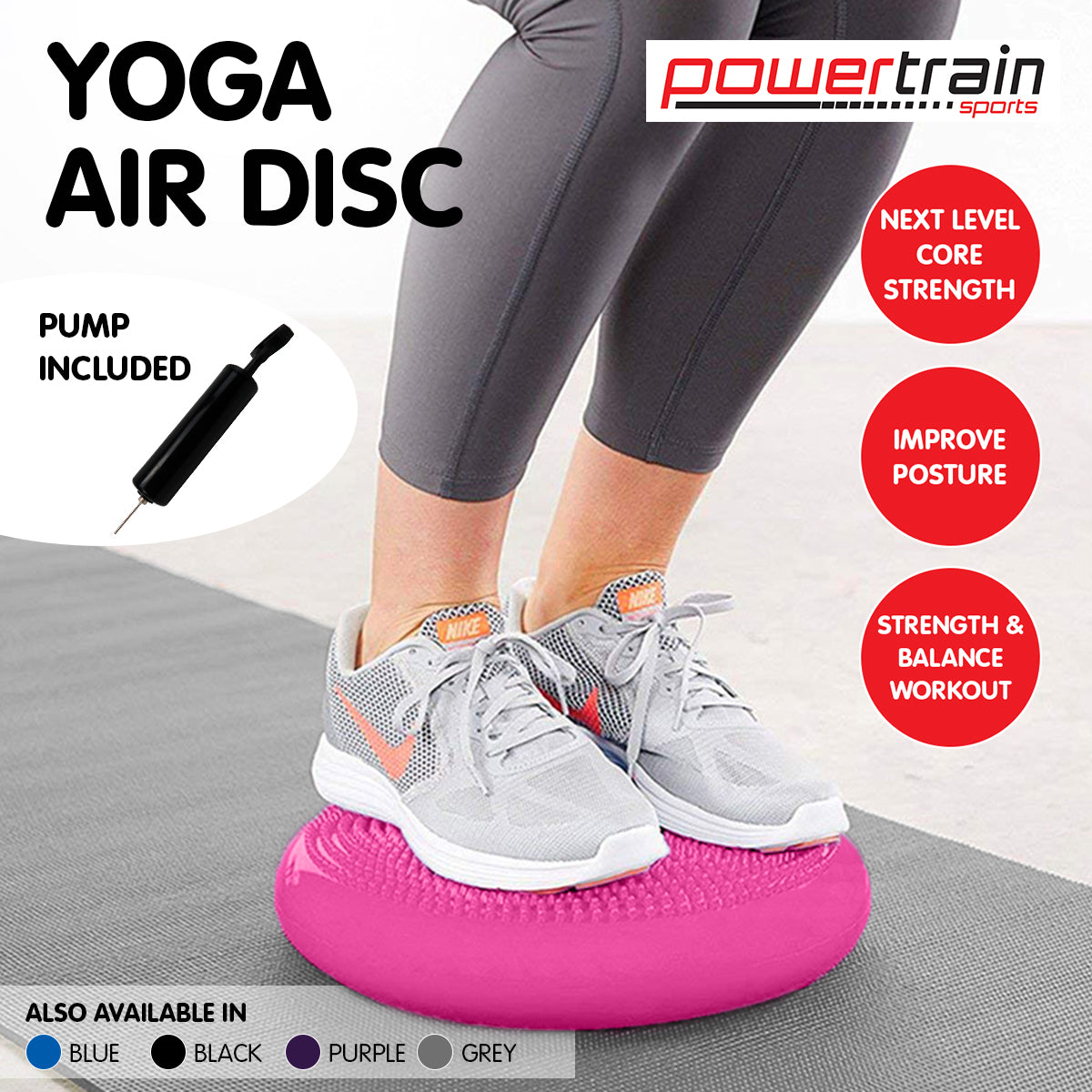 Powertrain Yoga Stability Disc Home Gym Pilates Balance Trainer - Pink V240-YGA-DSC-PK