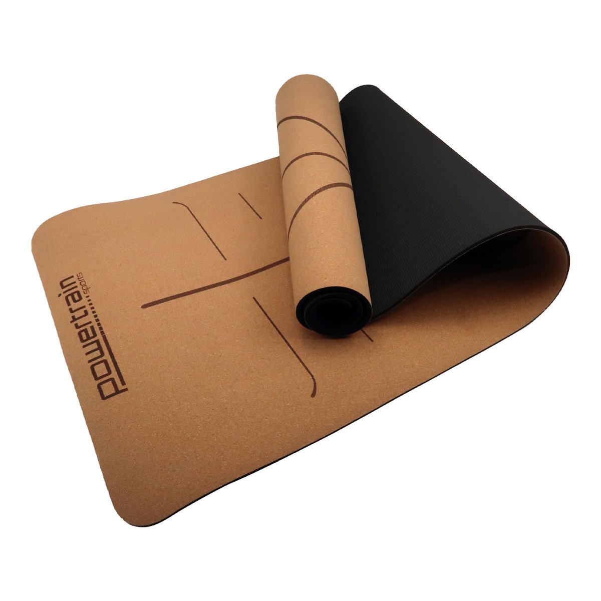 Powertrain Cork Yoga Mat with Carry Straps Home Gym Pilates - Body Line V240-YM-CRK-LPT