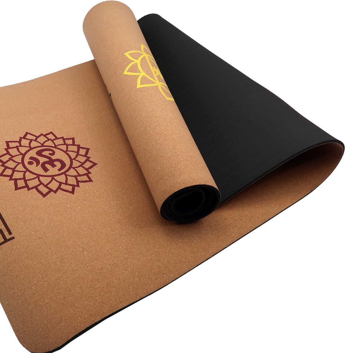 Powertrain Cork Yoga Mat with Carry Straps Home Gym Pilates - Chakras V240-YM-CRK-MPT