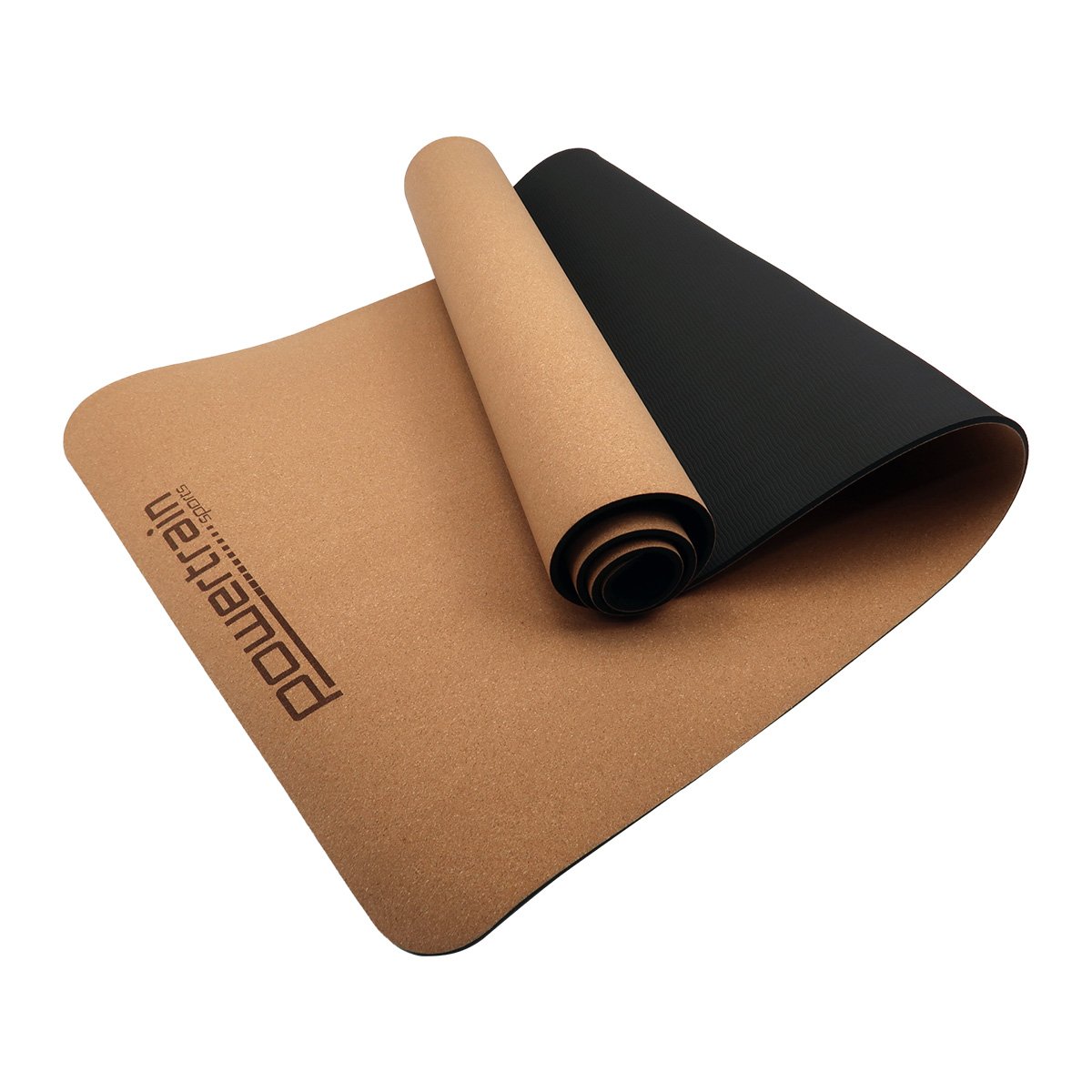 Powertrain Cork Yoga Mat with Carry Straps Home Gym Pilates - Plain V240-YM-CRK-NPT